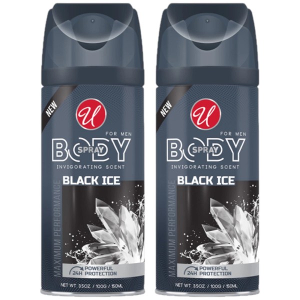Universal Invigorating Black Ice Scent 24 Hour Body Spray For