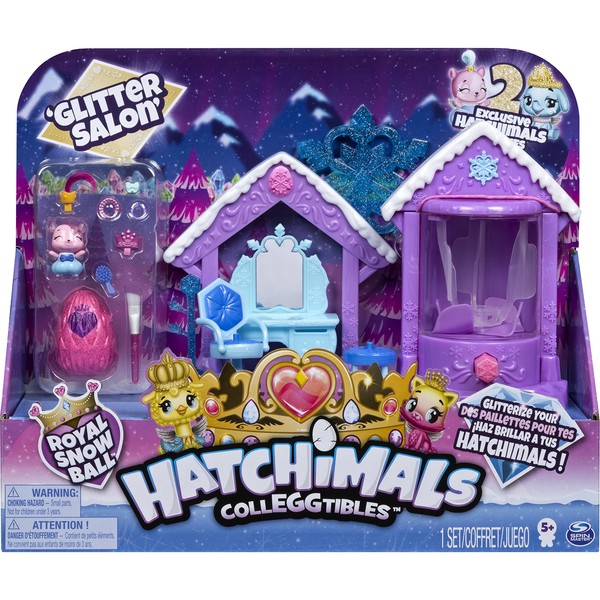 HATCHIMALS 6047221 CollEGGtibles, Season 6, Glitter Salon Playset with 2 Exclusive HATCHIMALS, for Kids Aged 5 and Up, Multicolour