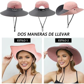 TAGNEFLOR Sombrero de Sol para Mujer y Hombre, Protección UPF 50+, Plegable con Cinta Ancha, Abertura para Coleta, Ideal para Playa, Pesca y Actividades al Aire Libre