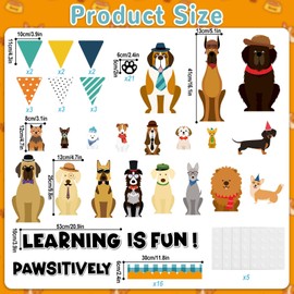 Justforjoyful 75 PCS Pet Classroom Bulletin Board Decorations Puppy Bulletin Board Decorations Cute Dog Paw Cutouts Learning is Pawsitively Fun Bulletin Board Set for School Home Wall Classroom Decor