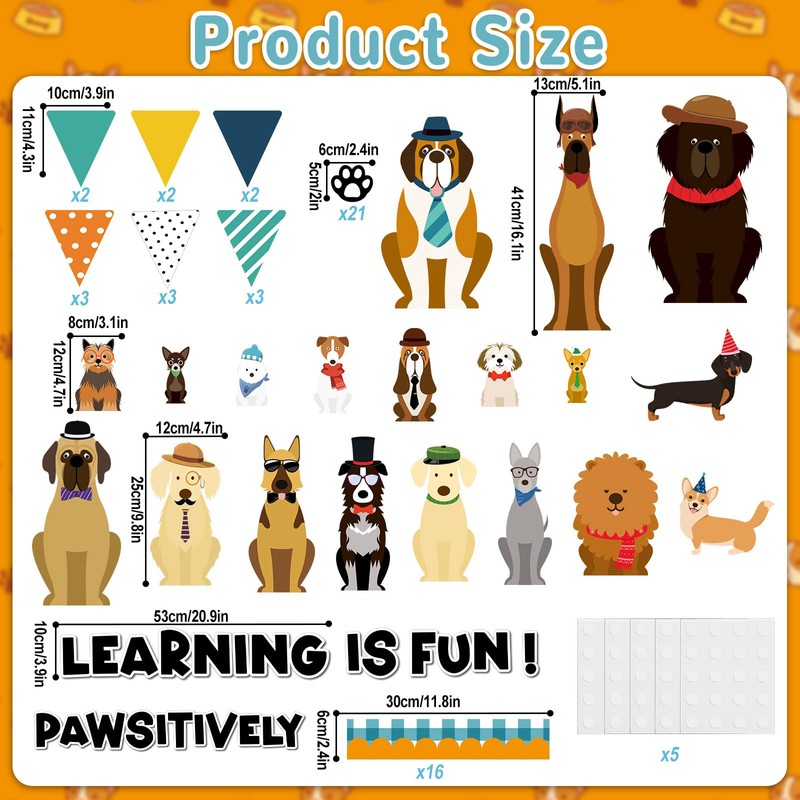 Justforjoyful 75 PCS Pet Classroom Bulletin Board Decorations Puppy Bulletin