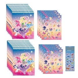 Unique My Little Pony Geburtstagsparty-Zubehör-Set enthält 16 Plastiktüten, 8 Aufkleberbögen, 1 Dinosaurier-Aufkleberbogen