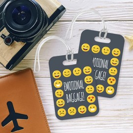 LT137 All Smiley's Emotional Baggage! Novelty Funny Unique Designer Gift Glossy Plastic Suitcase Luggage Tag