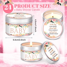 MTLEE 24 Pcs Flowers Baby Shower Party Favors Candles Lavender Scented Baby Shower Favors for Guests Rustic Tealights Candles Gender Reveal Return Gifts Girl Boy(4 Oz, Pink)