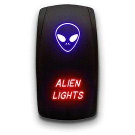 Alien Lights - Blue/Red - Laser Etched 5-Pin Double Pole Single Throw Alien Lights Maintained ON-Off DPST Toggle Switch 20A 12V