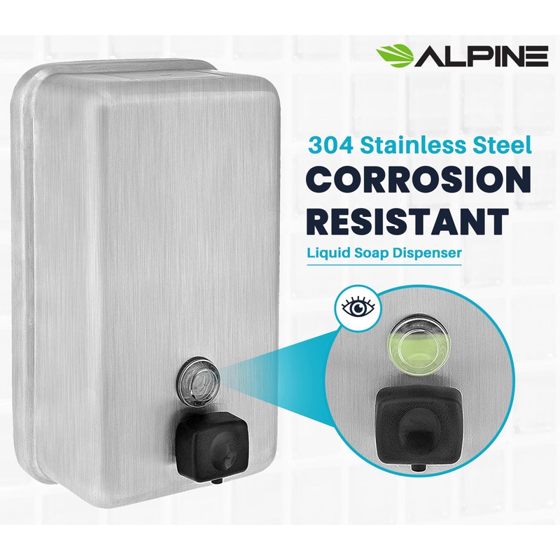 Alpine Industries Stainless Steel Soap Dispenser - Commercial Soap Dispenser