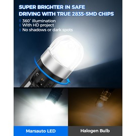 Marsauto 194 168 T10 LED Light Bulb,6000K White Super Bright 2835SMD Chip Replacement LED Bulbs for Backup Reverse Lights Car Dome Map Door Courtesy License Plate Lights (Pack of 4)