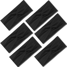 IVARYSS Twist Knotted Headbands for Women Non-Slip, Stretchy Head Bands Hair Accessories for Yoga running Workout, 6 Pack, Black
