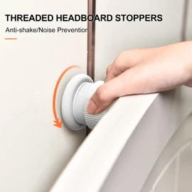 Headboard Stoppers, 1.6-2.6 inches Bed Wall Stopper, Adjustable Bed Frame Anti-Shake Tool, Headboard Bed Stabilizer for Wall Furniture (Black - 2 pcs)