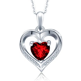 NONNYLLEI Women's Heart Necklace Jewellery Heart Pendant Christmas Mother's Day Mum Gift Valentine's Day Anniversary Wedding Birthday Wife Girlfriend, Sterling Silver, Cubic Zirconia