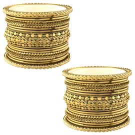 Aheli Gold Plated 2.6 Inch Metal Bangles Ethnic Stylish Fashion Jewelry for Women Set of 2