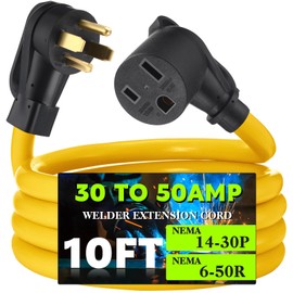 Tellegloww NEMA 14-30P to 6-50R Adapter Cord 10ft 4 Prong to 3 Prong Dryer Adapter, 30 Amp to 50 Amp Welder Extension Cord for Welding Machine EV Charger, STW10 AWG/3C, ETL Listed