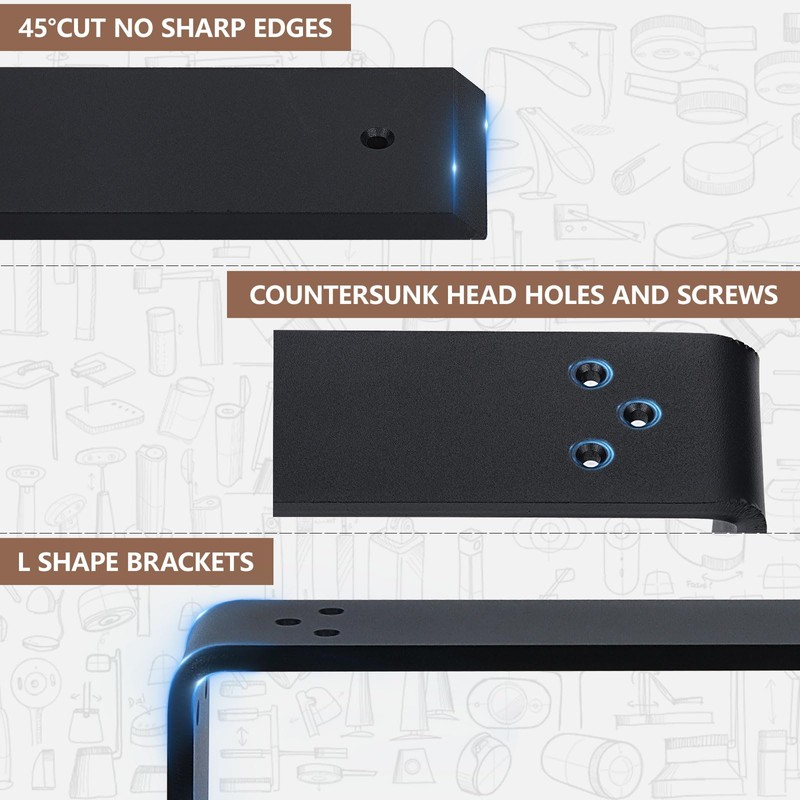 LCGP Countertop Support Brackets, 3-Pack 10" Solid Heavy Duty Steel