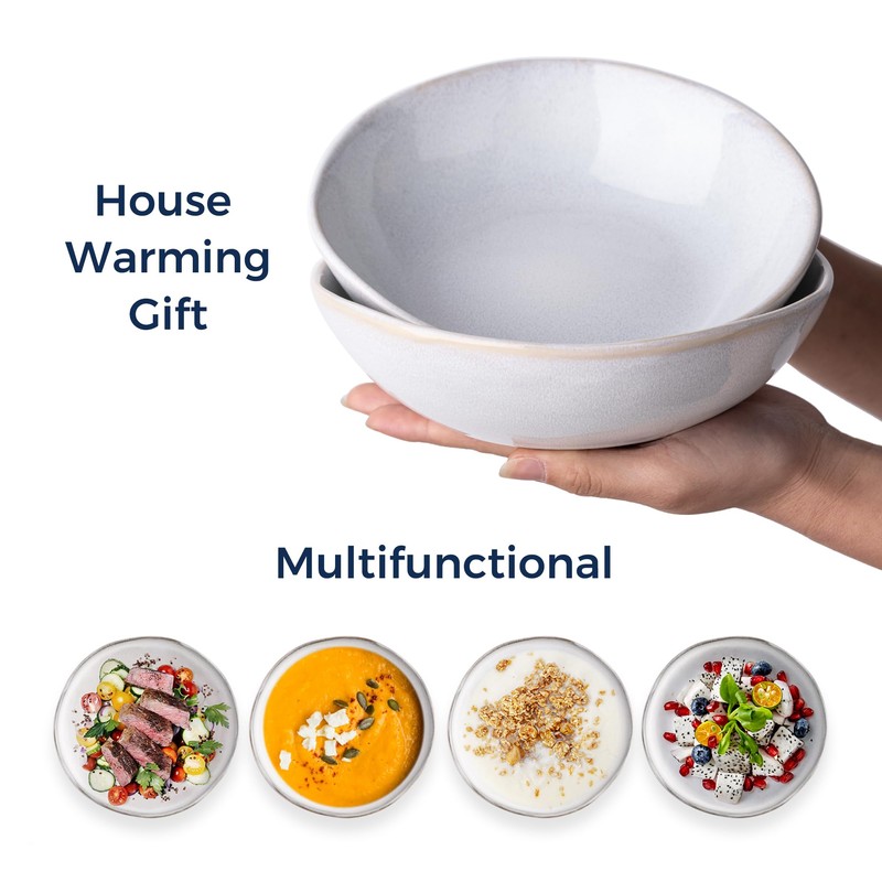 AmorArc Ceramic Cereal Bowls Set of 6, 24 oz Handmade