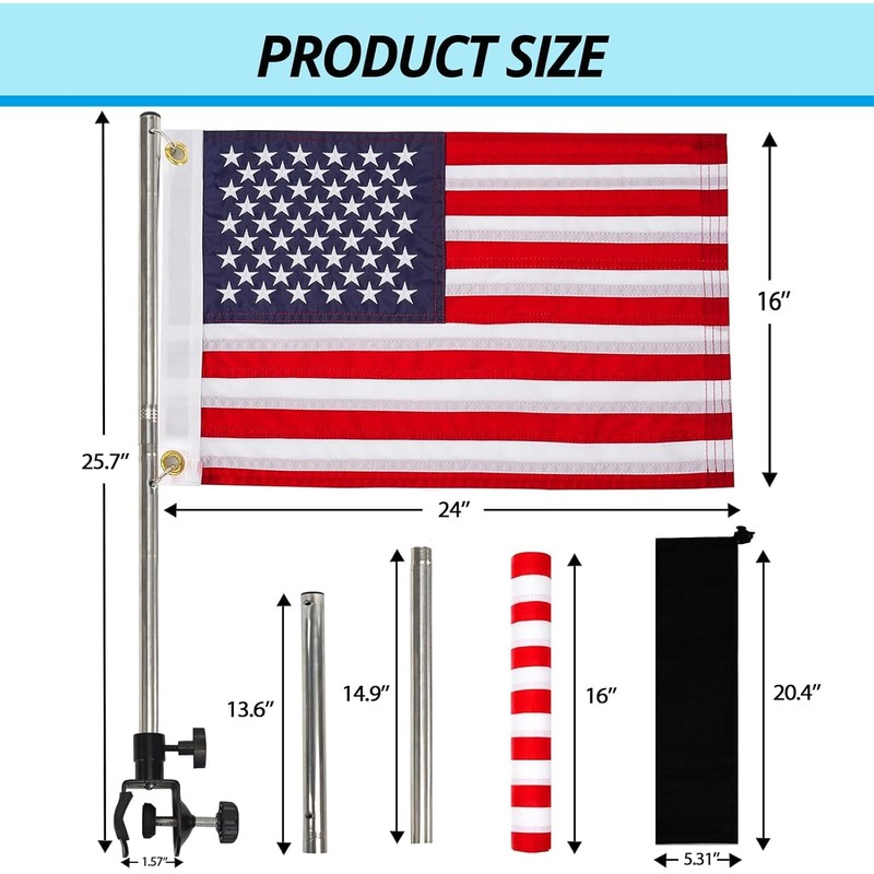 FLAGMESAGE Boat Flags Marine 16 x 24, American Flag Pole