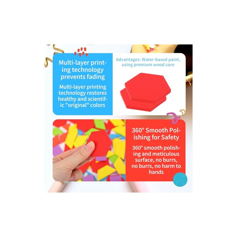 Memory Activities for Seniors, Wooden Pattern Blocks Tiles Matching Puzzle