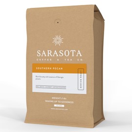 Sarasota Coffee Whole Bean Southern Texas Butter Pecan | Medium Roast Gourmet Flavored Coffee Beans | Low Acid, Mold Free, Specialty Grade Bulk Beans | 5lb (80 oz)