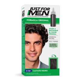 Just For Men, Tinte Colorante En Shampoo, Castaño Negro H50, Cabello Con Cor, Cubre Las Canas, 66ml