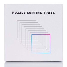 Tidyboss 8 Puzzle Sorting Trays with Lid 8" x 8" - Portable Jigsaw Puzzle Accessories White Background Makes Pieces Stand Out to Better Sort Patterns, Shapes and Colors | for Puzzles Up to 1500 Pieces