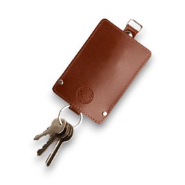 Leather Key Holder with Durable Metal Key Ring – Compact and Stylish Keychain Organizer for Men and Women (Brown)