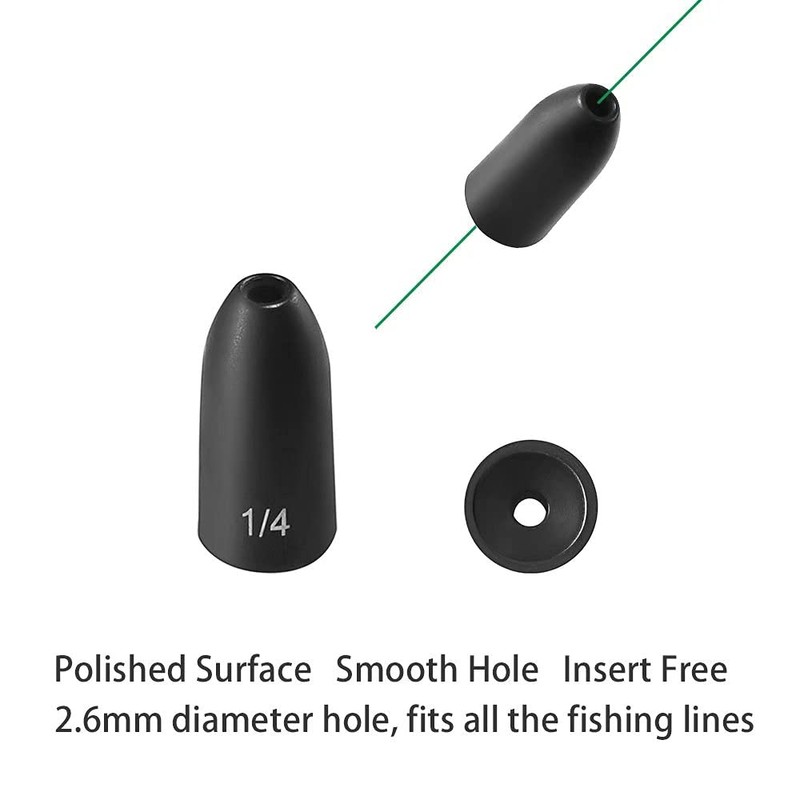 Fishfun Pesos de pesca de bala de tungsteno, sin inserción,