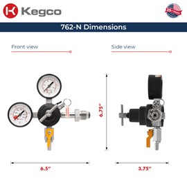 Kegco Commercial Grade Double Gauge Primary Kegerator Nitrogen Gas Regulator