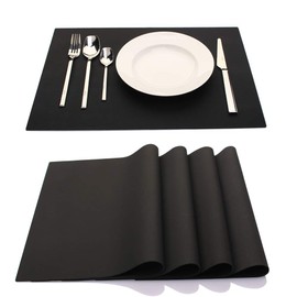 ME.FAN Silicone Placemats [17.7''x12.6''] Heat-Resistant Thicken Non-Slip Tablemats Non-Skid Table Mats Set of 4 (Black)