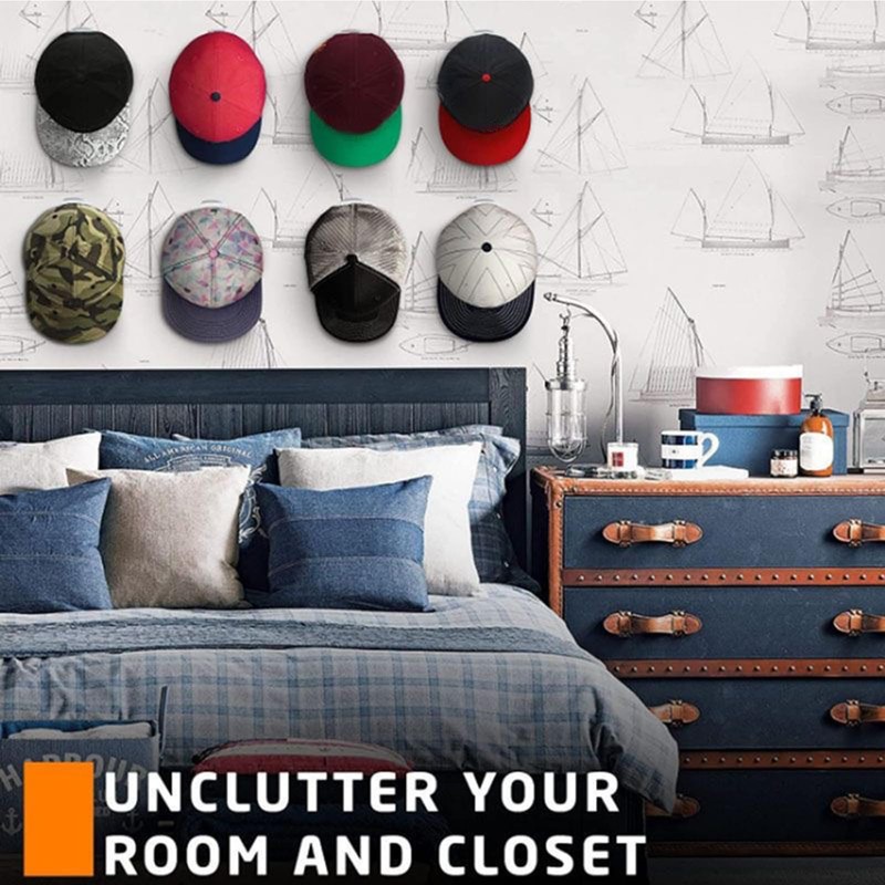 RUIPBOTE 24 Pack Adhesive Hat Hooks for Wall，Hat Rack for