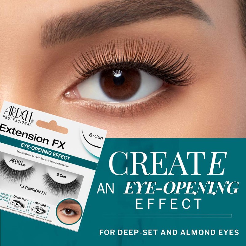 Ardell Lash Extension FX B-Curl False Eyelashes - Eye-Opening Effect