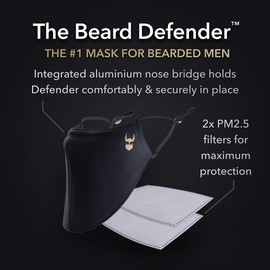 The Beard Defender Face Mask by Beard Struggle - Adjustable Beard Mask for Men with 2 Disposable Filters & Ear Saver - Beard Covers for Men (Red Plaid)