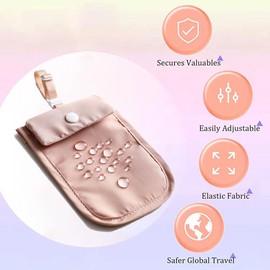 Travel Bra Wallet for Women Hidden Bra Wallet Pickpocket Proof Under Clothes Money Belt Pouch Secret for Passport Money Valuables (Pink, One Size)