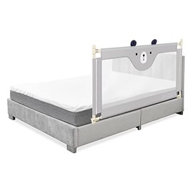 HONEY JOY Bed Rail for Toddlers, 57-in Extra Long, Portable Safety Bed Guardrail w/Double Safety Child Lock, Foldable Baby Bed Rail Guard, Fit King & Queen Full Twin Size Bed Mattress (57 INCH, Gray)