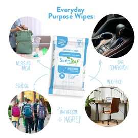 Simpleaf Flushable Wet Wipes Unscented Eco-Friendly, Paraben & Alcohol Free | Hypoallergenic & Safe for Sensitive Skin | Soothing Aloe Formula | (8 x 25 Counts Convenient Pack) 200 Counts Total