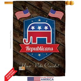 Vote Republicans Garden House Flags Kit Patriotic President Democrat Republican Tea Party United State American Election Small Decorative Gift Yard Banner Double-Sided Made in USA 28 X 40