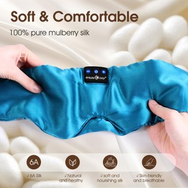 MUSICOZY MUSICOZY Sleep Mask Headphones,100% Natural Mulberry Silk Eye Mask with Bluetooth Headphones for Luxury Sleep in Total Darkness,Perfect Headphone for Sleeping, Travel & Meditation,Insomnia