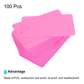 MECCANIXITY Blank Waterproof Eyelet Hole Plastic Shipping Tags for Product Identification, Valve Marking, Outdoor Tagging - 5x9cm/2 x 3.5 Inch, Pack of 100, Pink