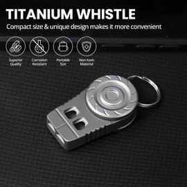 FUNBRO Titanium Emergency Whistle with Fidget Slider Haptic Coin, EDC Safety Whistles Loud up to 120db, Keychain Survival Whistles for Hiking, Camping, Sporting, Pets Training