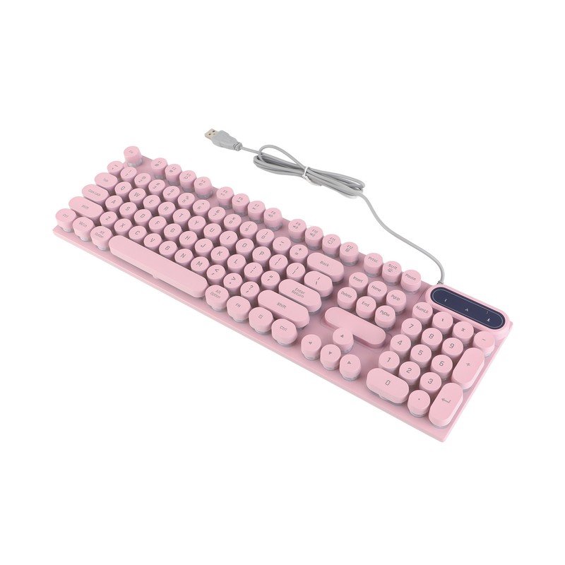 Gaming Keyboard USB Round 104 Keycaps Backlit Ergonomic Fodable Feet