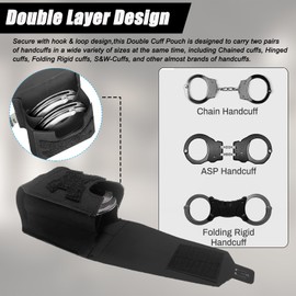 NEXT STATION Double Handcuff Pouch,MOLLE Handcuff Holster fits Multiple Cuffs,Handcuff Case for Duty Belt Tactical Vest Law Enforcement Security Officer Accessories Handcuff Holder Quick Release