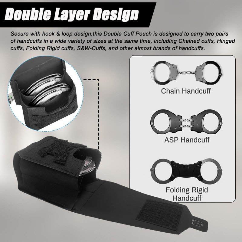 NEXT STATION Double Handcuff Pouch,MOLLE Handcuff Holster fits Multiple Cuffs,Handcuff