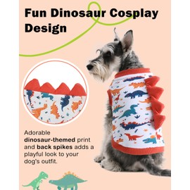 CuteBone Dinosaur Costume Dog Shirt, Stretchy Velvet T-Shirt Clothes for Small Dogs, Soft & Breathable Pet Tee Outfit Cat Apparel for Daily Wear, Cozy Pullover Design Puppy Fashion COSBX02S