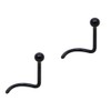DENI 2 x Black Curved Bar Nose Stud with 2mm