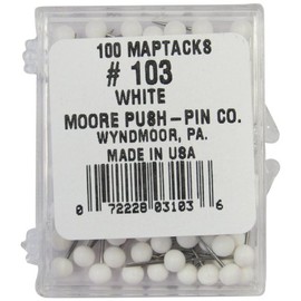 Moore Push Pin - White (Pack of 100)