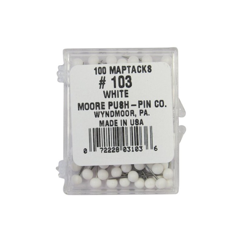 Moore Push Pin - White (Pack of 100)