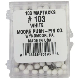 Moore Push Pin - White (Pack of 100)