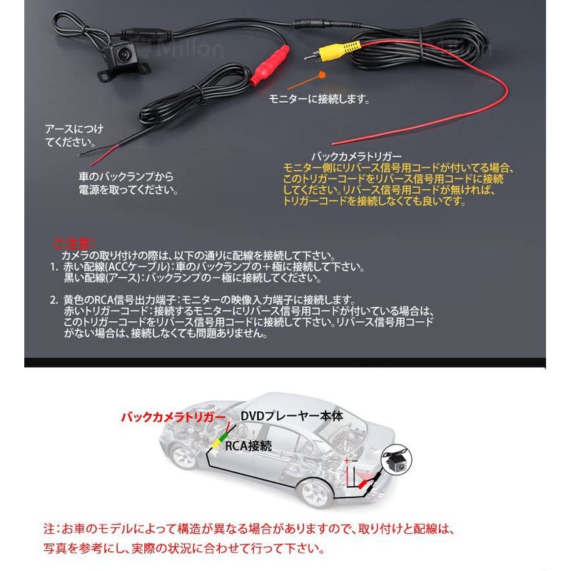EONON(A0119N)●36万画素 高画質CMD 防水バックカメラ広角170° 夜でも見える！