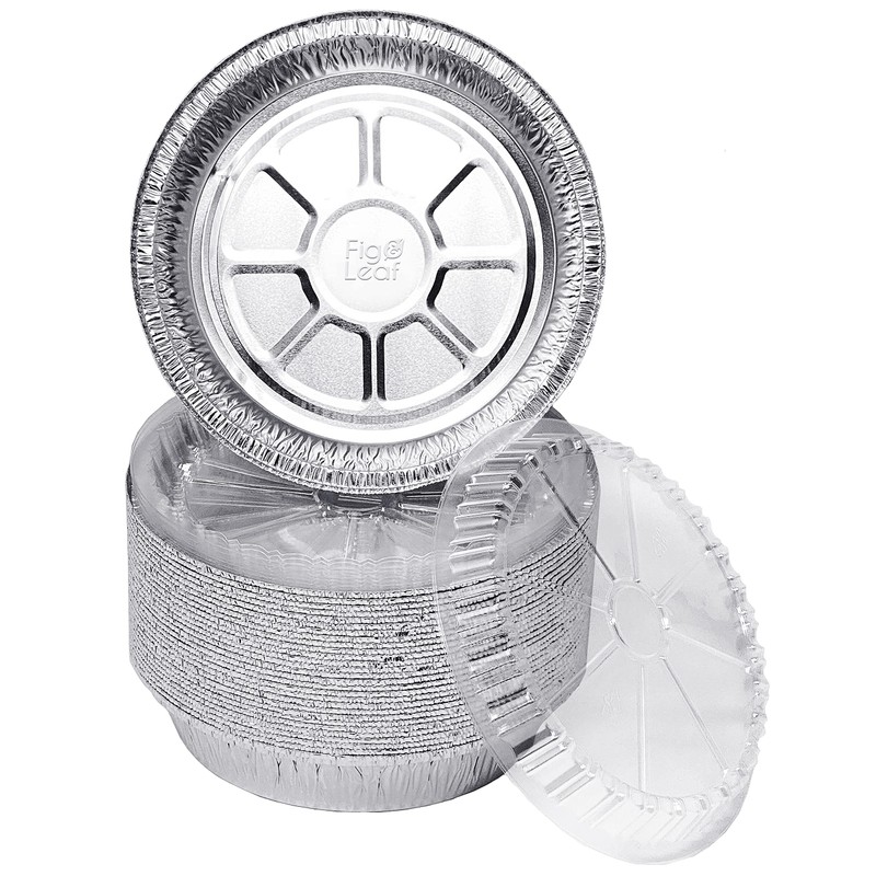 (40 Pack) Premium 6-Inch Round Foil Pans with Plastic Dome