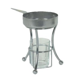 A-to-Z Supply SLBW004 Butter Melter, 3 Piece Set, 4.8 oz. Rim Full, Includes: Base, Warmer pan with Handle & Glass Flame Holder, Stainless Steel