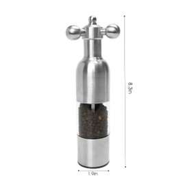 (Silver,1PCS) Salt, Pepper Modern Manual Grinder Set with Solid Handle - Stainless Steel Juego de Molinillo Dorado/Antique Faucet Shaker | Refillable Adjustable Coarseness Mill for BBQ Restaurant,Home