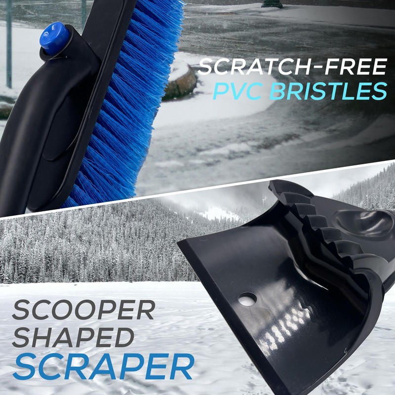 Telescopic Ice Scraper for Car Windscreen with 360 Degree Scratch-Free